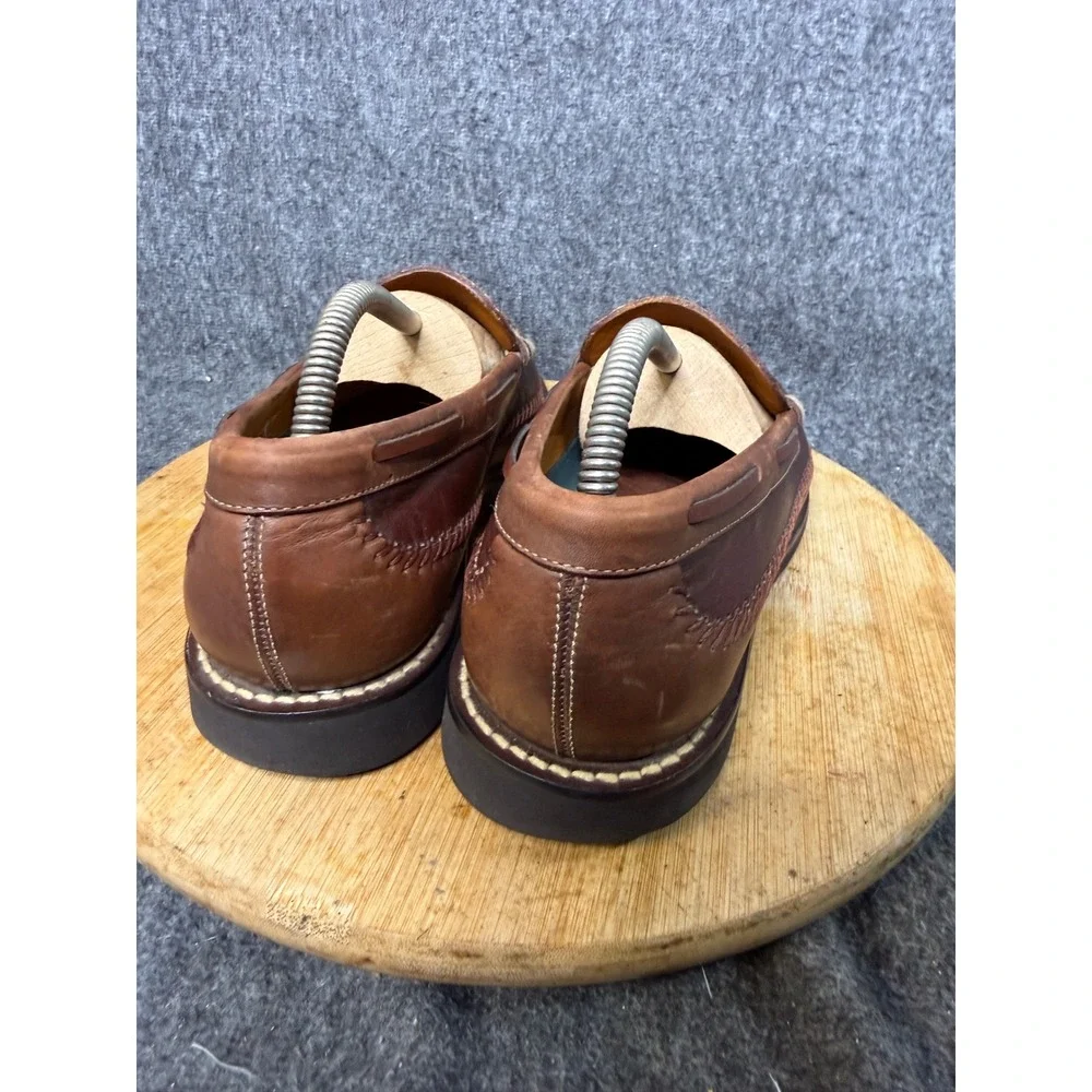 HS Trask Brown Bison Leather Penny Loafers Mens 10M Vibram Gumlite H1 173236